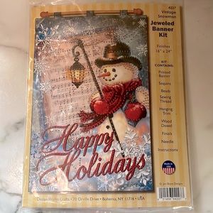 Jim Shore Designs “Vintage Snowman” Jeweled Banner Kit, Design Works Crafts